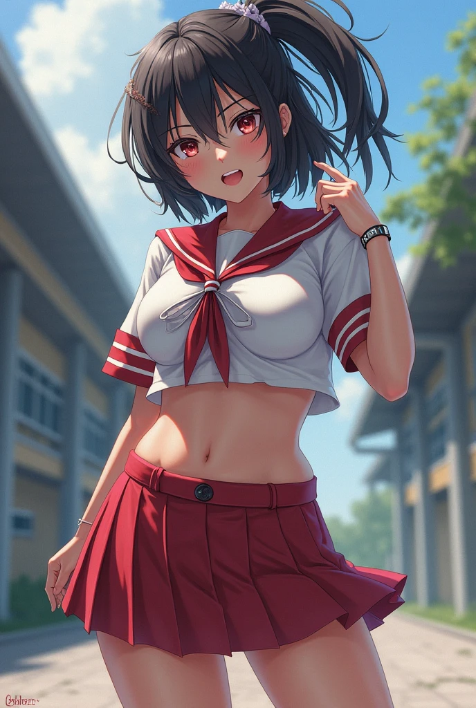 Highest image quality、Sailor Mars、beautiful feet、whole body、slender、miniskirt、walk around town、((big breasts))、((The nipple protrusions push up the uniform))、barefoot、((Wearing mules))
