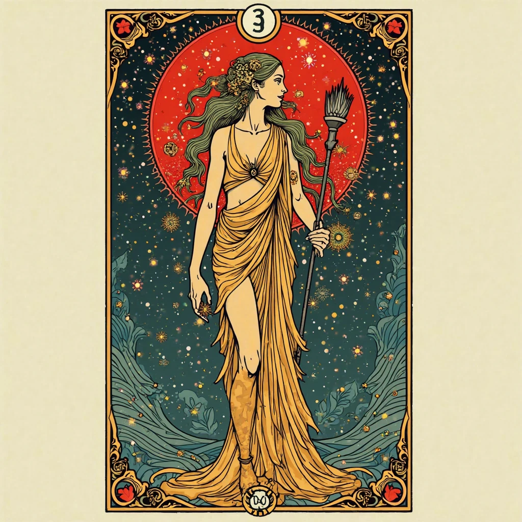 Symmetry Full-Layout Complete Composition and Complete Closed Alfons-Mucha-Style Rectangle Decorative Surround Full-Layout Whole Edge and absolutely five fullbody female stand together in A frame Golden details