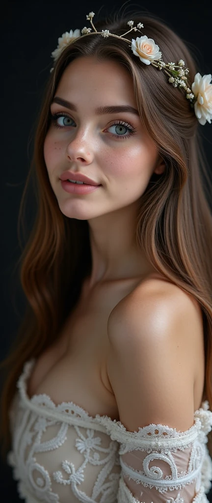 Close up portrait of long-haired woman,( Nude), (((Full body))), Standing spread legs, Portrait of Sophie Mudd, Attractive girl, Very beautiful face, Brown Hair Girl, Anna Nikonova、Also known as New Milky, Beautiful Model girl, Gorgeous and attractive face, Beautiful, round face, Beautiful Model, nodded, Attractive beautiful face, Gorgeous Woman, portrait of a Beautiful Model, Gorgeous young model