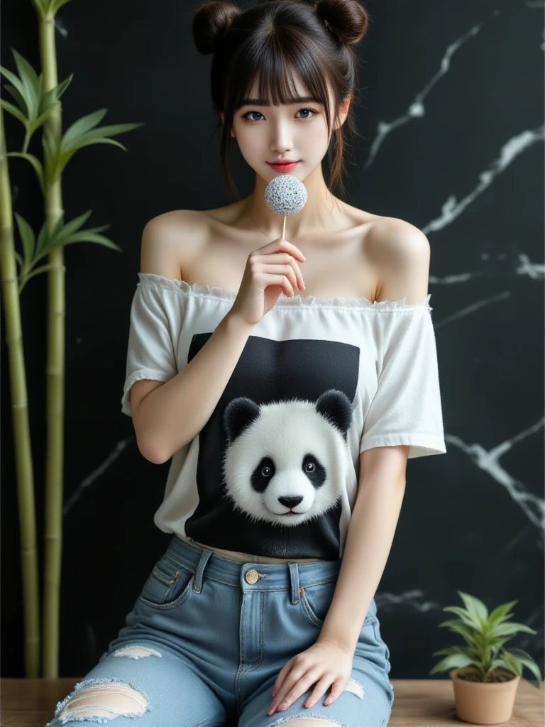 ((Best-quality), (Masterpiece), (Ultra-High-Resolution), (Photorealistic:1.4), (Raw Photo)), (extremely-details), (perfect-anatomy), 1girl, the most famous Japanese idol, ((wearing tightly T-shirt on upper body and pleated skirt with knee-length on lower body):1.2), ((upturned ass that wearing white panties with cute-design):0.8), extremely beautiful thighs, extremely beautiful ass that wearing white panties with cute-design, ((extremely beautiful hair, ((extremely beautiful big-black-eyes)), ((extremely cute face like the most popular Japanese idol))):1.2), looking back, innocent-smile