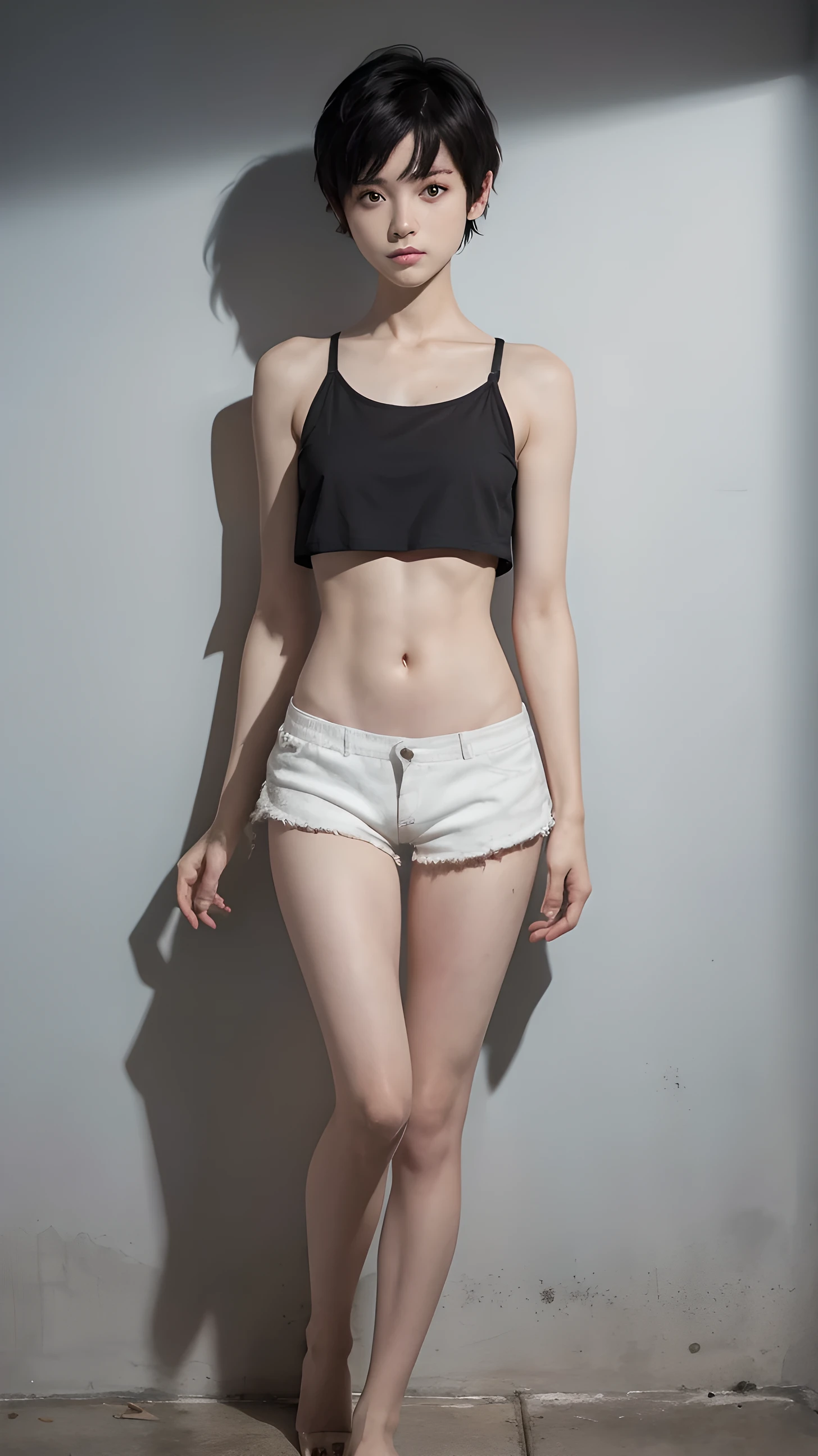 complexion delgada, Crop top, small waist, Drop top, only 1 16-year-old woman
