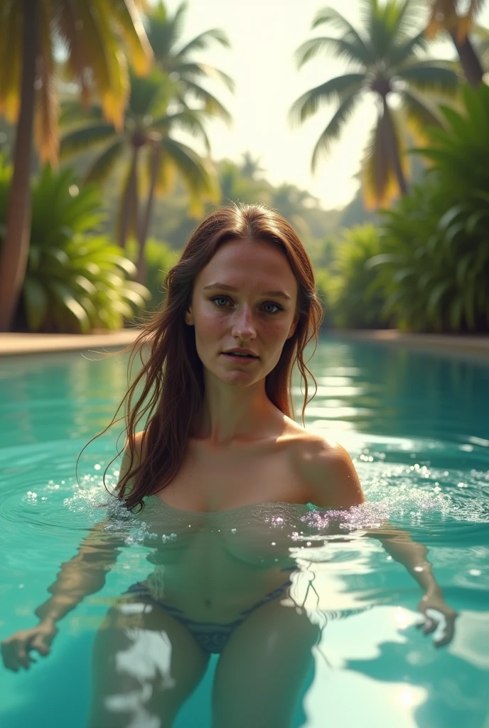 Beautiful girl swimming