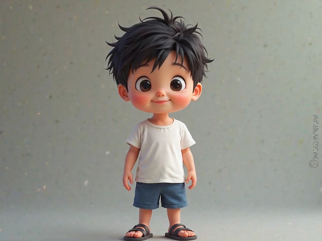 Facial features, little boy, Pixar, Disney, black eyes, CG art style, super detailed, cute