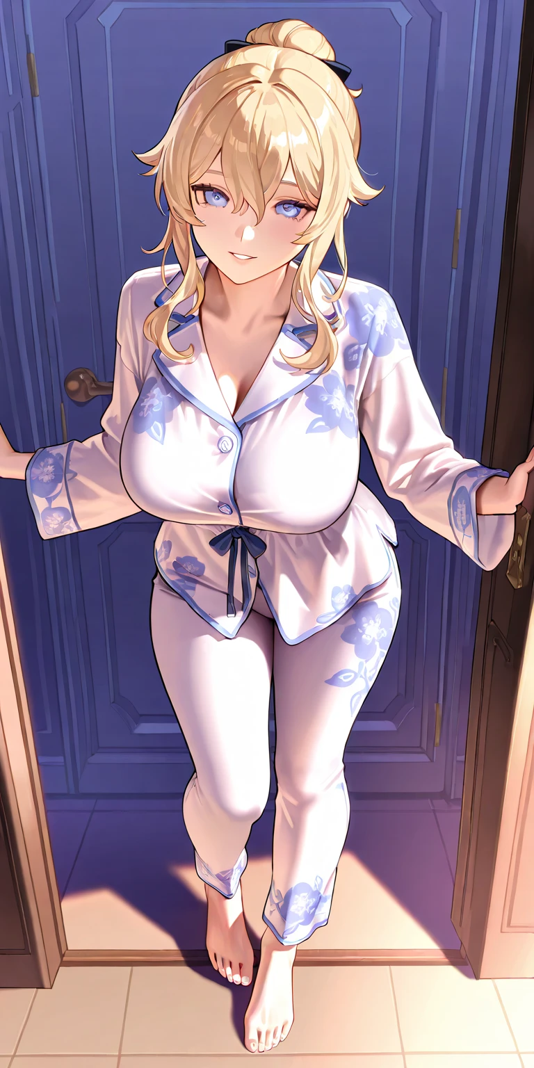 Busty blonde milf neighbour in daily clothes shy at the door,milf style clothing ,very mature milf face , naughty suggestive sexy robe, revealing her naughty body