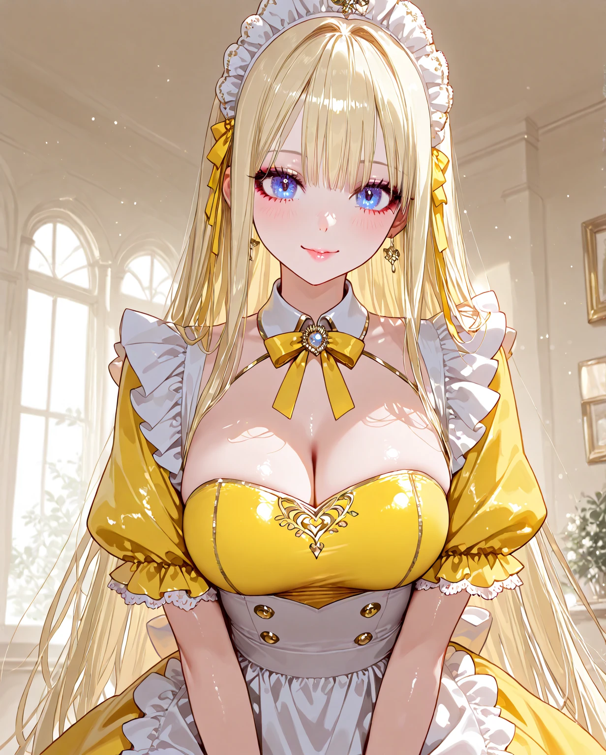 ((top-quality、in 8K、masterpiece:1.3))、Extraordinary Beauty、Ultimate Beauty、Revealing underwear:1.2、Super Detail Face、Delicat eyes、succubus、Little devilish smile、Erotic look、sexy facial expression、Sexy look、Looking at the camera、high quality gothic dresses、(((Nipples exposed from gothic dress)))、((bra very))、gothic dress skirt、((((sexually seducing))))、((((shyly seduce))))、((a blond))、beautiful Girl、Large beautiful breasts、cleavage of the breast、Slimed、A slender、(((old castle)))