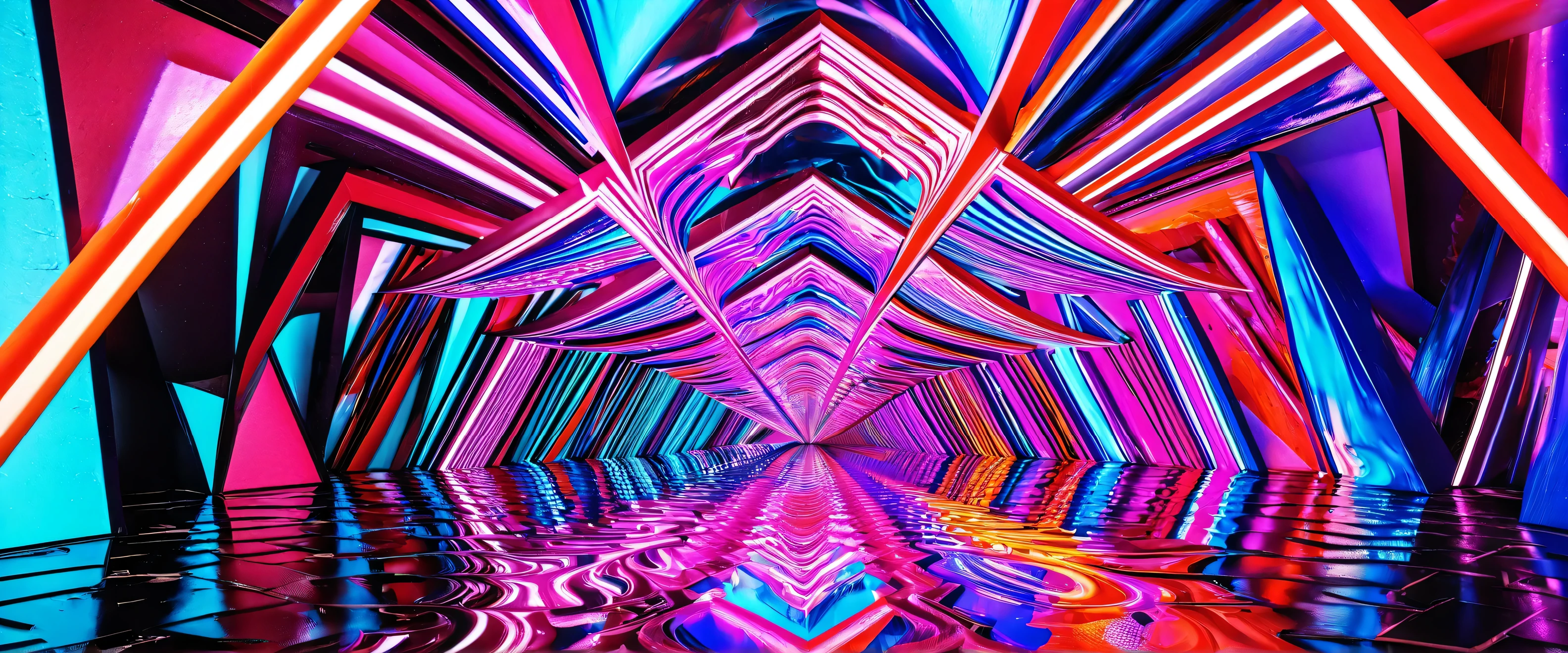 giant geometric shape,abstract,colorful,sharp edges,striking contrast,3D rendering,stark minimalism,highly saturated colors,illuminated from within,glowing lines,vibrant neon lights,ultra-modern aesthetics,surreal atmosphere,fluid motion,kinetic energy,larger than life,impressive scale,intricate patterns,symmetrical composition,dynamic angles,mesmerizing optical illusion,immersive spatial experience,hypnotic effect,textured surfaces,bold geometric forms,perfectly balanced proportions,monumental presence,visual impact,breathtaking symmetry,geometric precision,impossible . masterpiece, best quality, very aesthetic, absurdres, otclillsn
