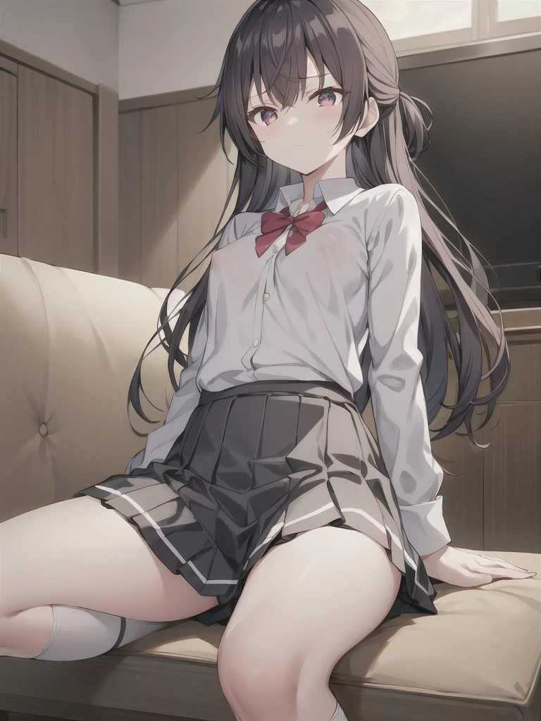 kurumitokisaki, tokisaki kurumi, black hair, low twintails, (hair over one eye:1.5), (red eyes:1.2), (small breast:1.2), BREAK thighhighs, hat, cleavage, white thighhighs, nurse cap, nurse, tokisaki kurumi, BREAK looking at viewer, BREAK indoors, bed, bedroom, BREAK (masterpiece:1.2), best quality, high resolution, unity 8k wallpaper, (illustration:0.8), (beautiful detailed eyes:1.6), extremely detailed face, perfect lighting, extremely detailed CG, (perfect hands, perfect anatomy),