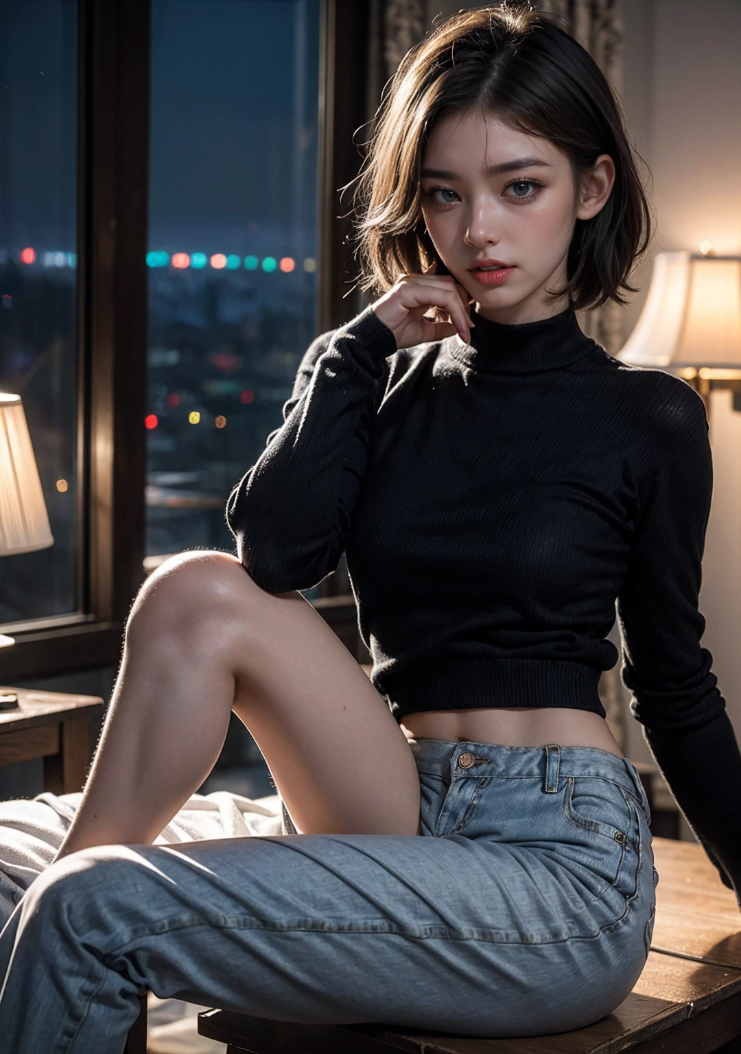 Mallory Malone's costume description is very detailed and、、、、、、、、、、、、、、、Features a unique and interesting style. Upper body in underwear、A fitted black knee-length skirt with red accents creates a striking visual contrast. The addition of a black heel with ankle strap is、Adds a classy touch to the look. Apart from clothes, Vintage 1950s Bob Hairstyles、Adds a retro and timeless element to Mallory Malone's style. This type of hairstyle is、Known for its neat and short appearance, Typically、Jaw length with both ends turned inward. This hairstyle selection is、Add a vintage touch to the look、Complements Mallory's overall style. Makeup also plays an important role in the appearance of Mallory Malone. Although there are no specific details about makeup mentioned in the description, It is possible to imagine that she may be rocking a 1950s-inspired look.More radical poses,I see underwear,More radical poses,low angles,Underwear is visible from the skirt,Chest exposed,Posing like a man excites,Sit on a chair and spread your legs wide,Exposed white underwear,Chest exposed,Top image quality,High-definition face,