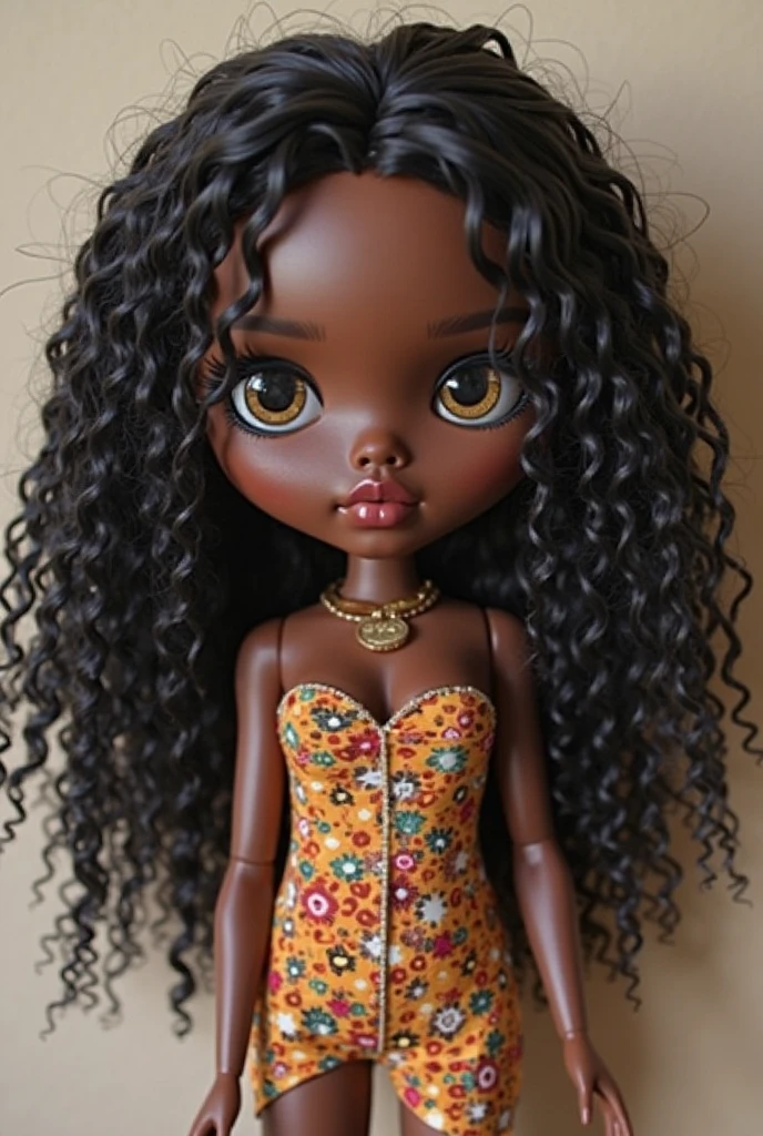 black bratz with curly hair down to her neck