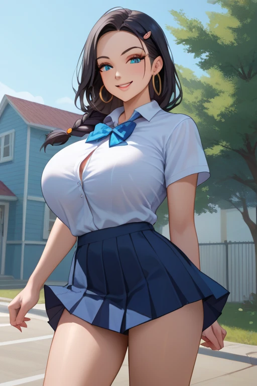 Draft Sketch (nsfw)))), uploaded the e621, beautiful and detailed,woman (((female))) ((anthro)) hyena, Ross Tran, by ruan jia, by zaush, by foxovh, lighting cinematic, seductor, hyena, thighighs, (huge chest) foxovh 1girls ai_generated masterpiece:1.2, best quality, realistic, (real picture, intricate details, depth of field), beautiful blonde woman, she has striking blue eyes, highly-detailed, perfect face, (huge breasts:1.3), curvy body, hourglass figure, ((masterpiece)), ((best quality)), ((cinematic lighting)), ((countershading)), ((detailed fur)), ((detailed eyes)), ((gorgeous eyes)), ((detailed background)), park background, day time, light blue fur, white underbelly, two-tone fur, muscular figure, wide hips, (big breasts:1.4),(high school uniform), high school girl, ((shirt tucked into skirt)), ((high school shirt)), ((mini skirt)), ((thick sexy fishnet thigh highs)), 1woman, anthro wolf woman, body fur, solo, medium breasts, (thick thighs), curvy, cute, black hair with grey highlights, ((She showing her sensuality) ( blue collar.) hottest hot 1st position for sexy blue eyes comfortable naughty face anime-style cartoon-style squirrel ears with black hair) (clothes color blue, black and white) (high school uniform), high school girl, ((shirt tucked into skirt)), ((high school shirt)), ((mini skirt)), ((thick sexy fishnet thigh highs)), sexy school girl seductive low-cut blouse showing the breast explicitly
