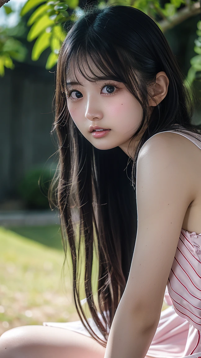 Highest quality,masterpiece,Ultra-high resolution,(Realistically:1.5),RAW Photos, 21-year-old Japan woman、In the light,Deep Shadow,low posture,Cold Light,Sexy Looks,Long Hair、Brown Hair
