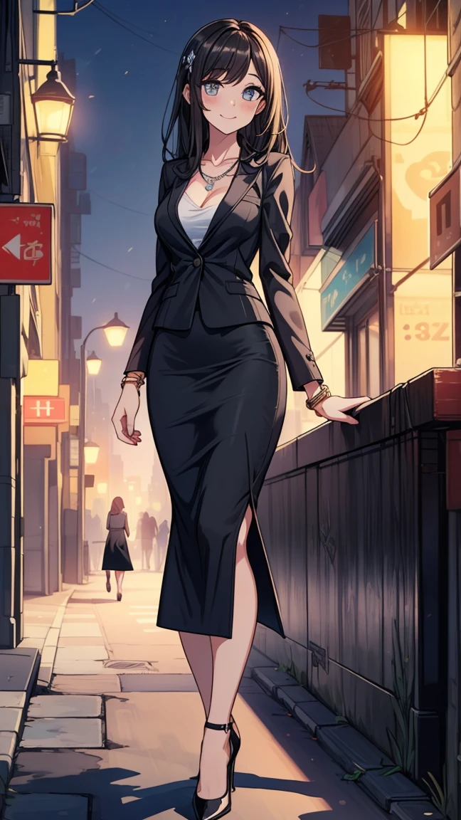 Female busty business woman, short brown bob cut, wearing makeup, wearing business outfit, sexy, cute, full lips, wearing lipstick