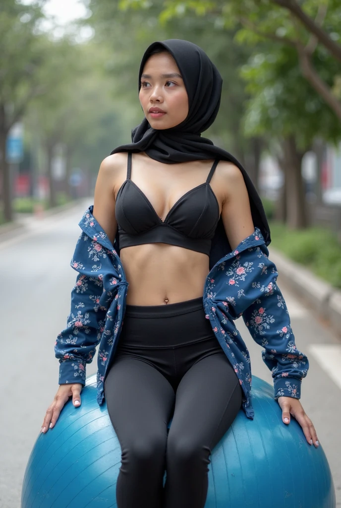 malay female teenage, realistic image, wearing shawl headscarf, olympic jacket, olympic trouser, ads style, full image