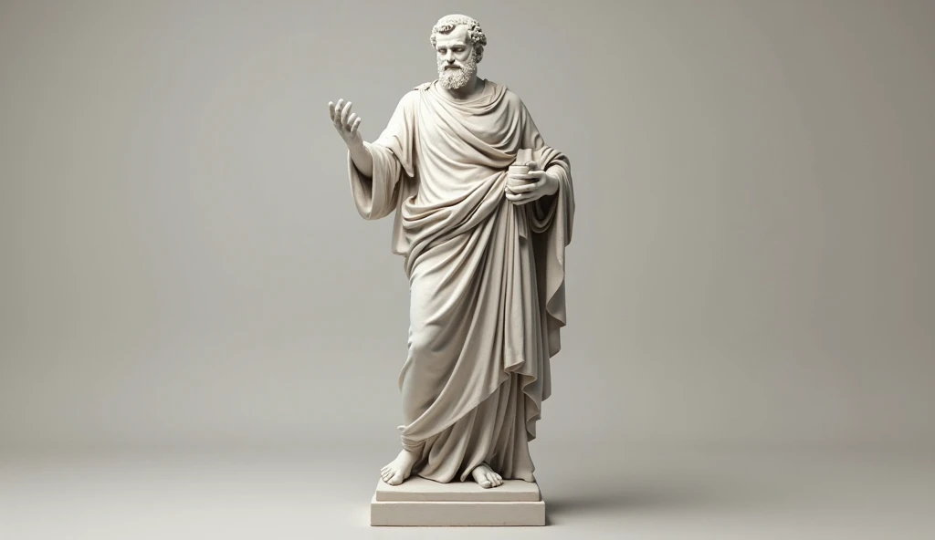 stone statue in circle logo