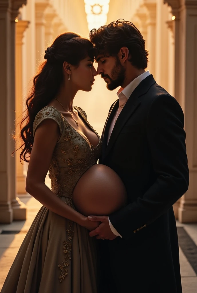 Make this couples photo with a baby boy on their hands, 8k, ultra realistic,