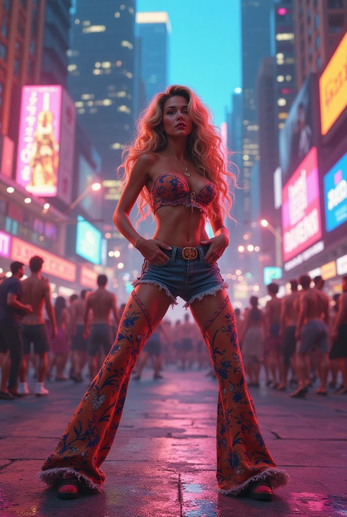 tarot card, trading card style, woman in a bikini, tokyo sunset, 1girl, extremely detail beauty, wild hair colors, trending on arstation, synthwave, city punk, vivid colors, rim lighting, octane render, vapodusk1