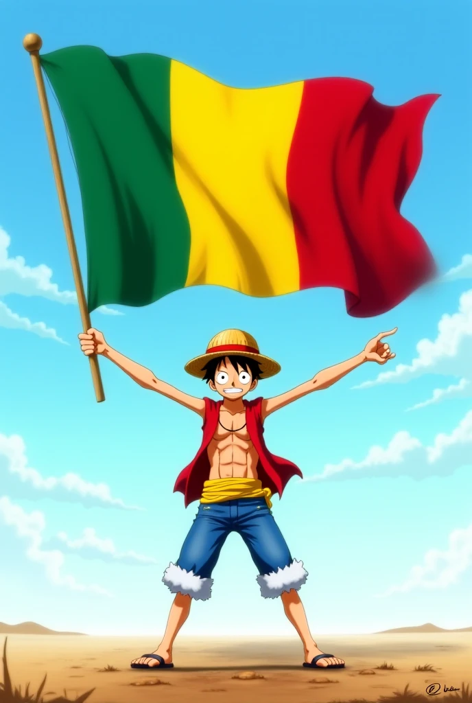 luffy in he ship with a dominican republic flag