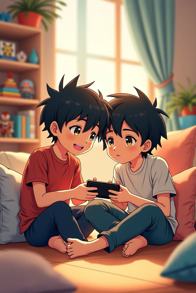 boys 1 playing a game from Konami's efootball mobile game