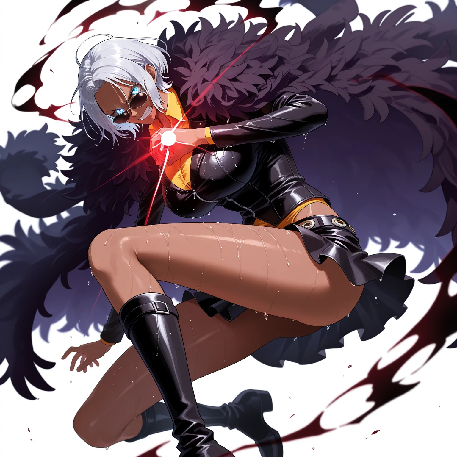 (otherworldly, otherworldly atmosphere, otherworldly appearance), highly insanely detailed, masterpiece, top quality, best quality, highres, 4k, 8k, RAW photo, (long_hair, long hair), collar, earrings, jewelry,
(random colors cloth, random colors hair, random long hair, dynamic hair, glowing hair),
long hair, eyelashes, eyeliner, makeup, hair over one eye,
(dynamic pose), (dynamic weather),
<lora:aoi_karinV2:1>, aoi_karin, huge_breasts, standing, solo, Purple_bodysuit_White_Pauldrons_White_breastplate_Asymmetrical_legwear_White_thighhighs_hood_down_Purple_Cape,
(smiling at viewer), (fantasy world)