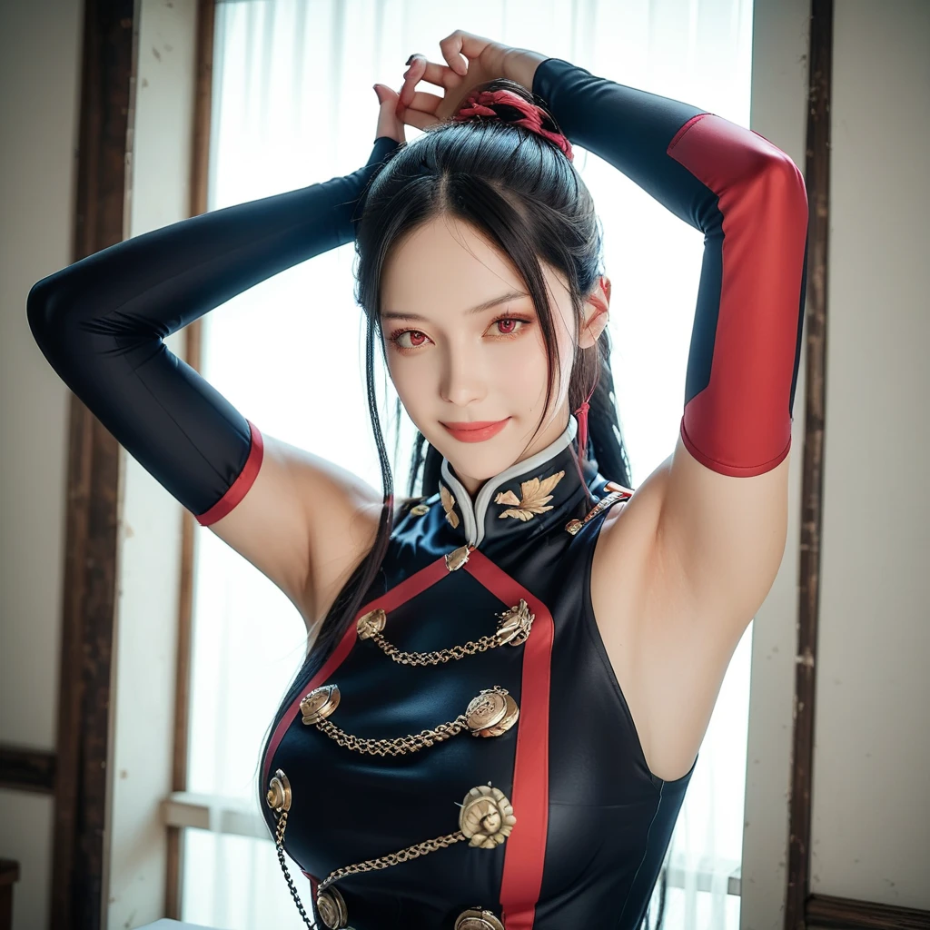 ((Chinese-inspired side slits dresses:1.5)), enchanting, adorned, charming,(Camel toes:1.1),lace-thighhighs ,captivating, alluring, stylish, bedazzled,  (white background:1.3),BREAK ,  1 girl, solo, show skin, cleavage ,extremely beautiful lady hands on hips,(looking at viewer:1.2),flat chest, nipples, BREAK ,intricate details, athletic and fit body,  adorable, vibrant, playful, perfect hands, detailed hands, perfect eyes, detailed eyes,(blush:1.45),(gyaru:1.2), (tanned skin:1.1), (dynamic dancing) ,BREAK ,(short bob cut hair:1.4),(wind:1.4), realistic, HDR, UHD, dynamic,(colorful:1.3) , blooming light effect, nsfw,