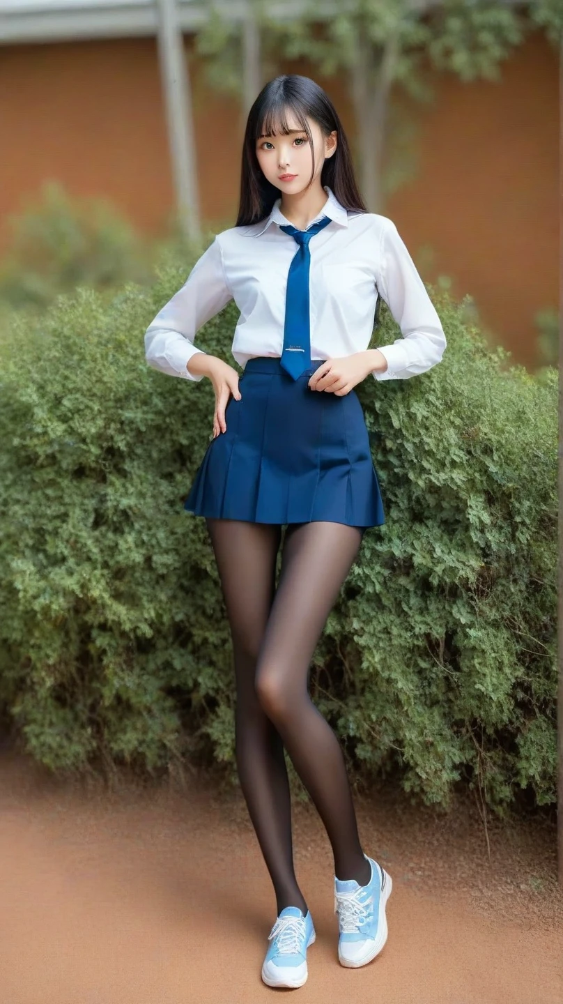 Ulzzang-6500-v1.1, (realistic:1.4), beautiful and detailed girl, very detailed eyes and face, beautiful detailed eyes, huge file size, very detailed, high resolution, very detailed, best quality, masterpiece, (((simple blazer))), (((pleated skirt))), (((The pattern of the skirt and tie is a tartan check pattern.:1.3))), illustration, very detailed, CG, unified, 8K wallpapers, amazing, fine details, masterpiece, best quality, very detailed CG uniform 8K wallpapers, my face shines, cinematic lighting, 1 woman, 16 years old, (((dynamic pose))), (camel toe), (half), ((pantyhose)), ((Sit with your knees bent and your legs crossed.)), ((whole body))