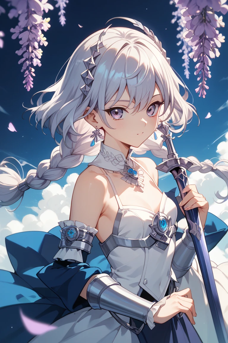 ((extreme detail)),(ultra detali),(painting-like), Bright dark, Extremely detailed CG 8k unity wallpaper, Gwendolyn, hip feathers, holding the pole arm,  strapless dress, tails, detached sleeves, choker, Armored thigh boots, feather hair buns, virado para a frente, gazing at viewer, White background, error, borboleta, gram, hydrangea, ventail, Mushroon, naturey, plantar, litter, looking away, looking up, From  above, woman on all fours having sex with a man