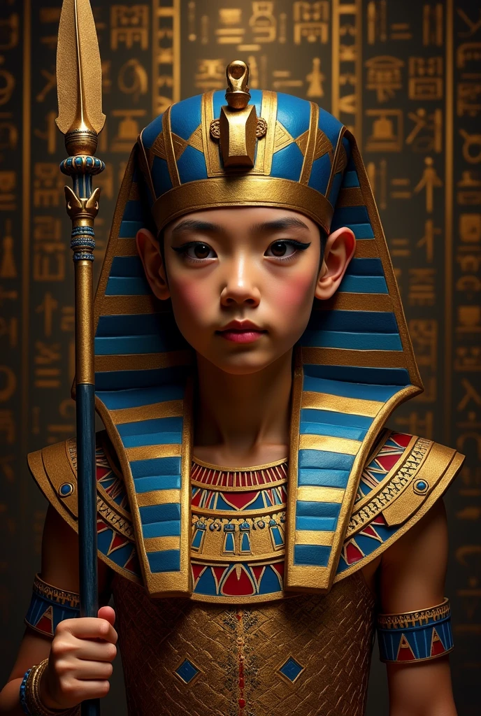 GIRL BLONDE CHILD WITH SHORT HAIR, A PORTRAIT, of a bust of a mENINA BLONDE CHILD IN BRAIDS wearing a hat, wearing an Egyptian crown, Nefertiti, ancient egyptian, egyptian, egyptian makeup, precise for egyptian tradition, egyptian art, egyptian makeup, beautiful and huge head ornaments, ancient egyptian art, ancient egyptian art, ancient egypt, beautiful cleopatra, Egyptian princess, ancient Libu princess