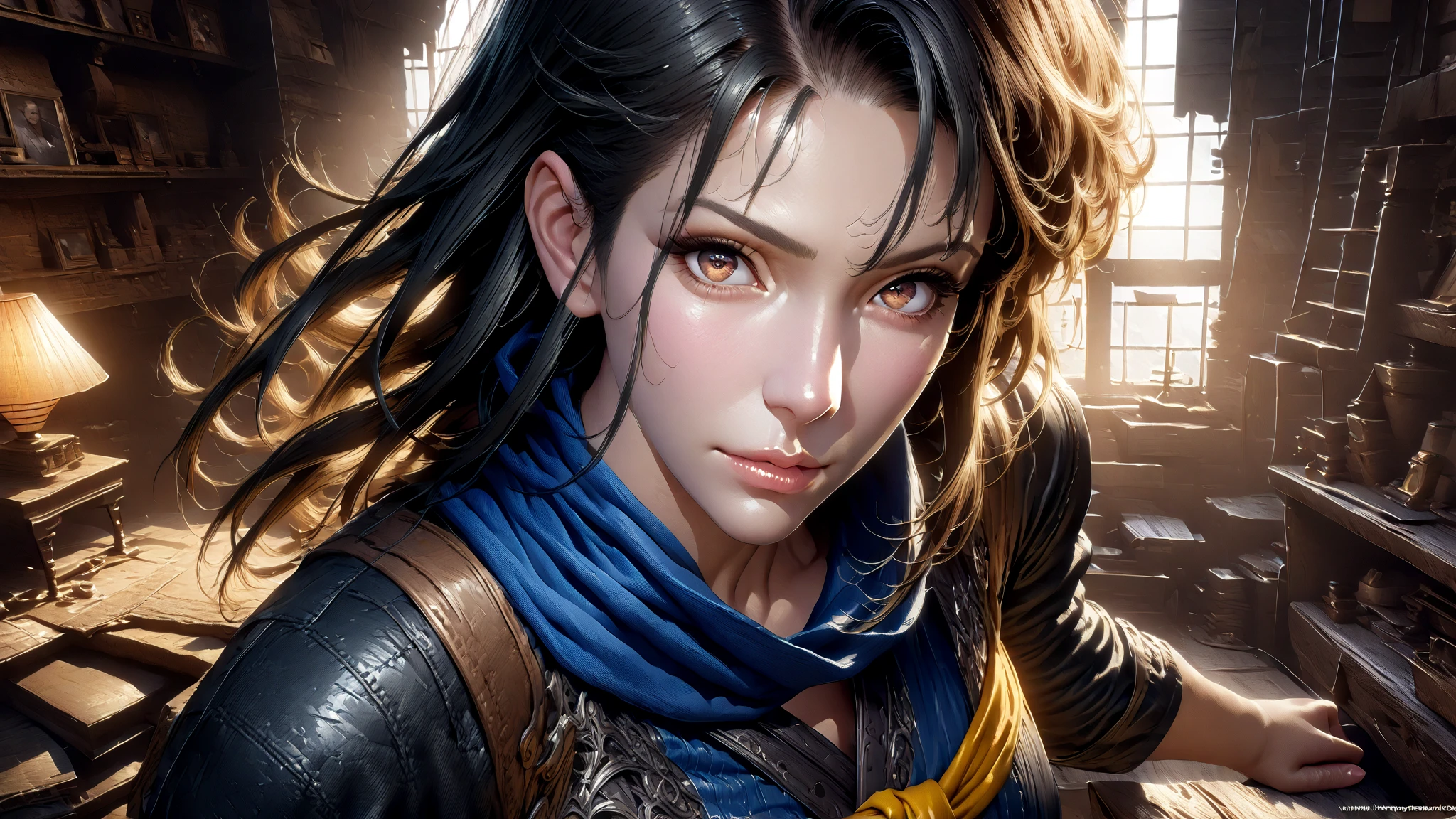 (Best image quality,highest quality,Highest Resolution, Ultra-Realistic Images,Very detailed,masterpiece,8k),One Woman,Whipping,Brown medium hair,Khaki military uniform,Leather gloves,((With a blue whip)),((Sticky with sweat)),blush, sexy body, Brown eyes