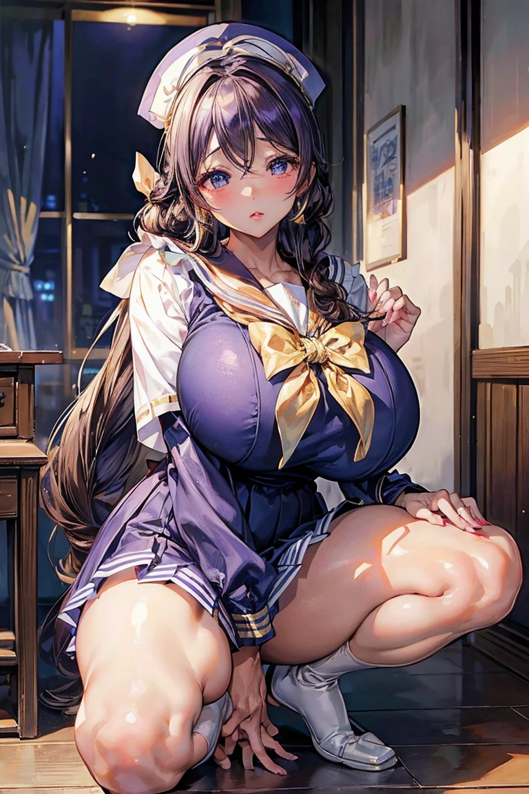 Cute young girl partially undressed Super big breasts She spreads her legs and gets fucked in the vagina by a dildo An erect and exposed clitoris Hairstyle Twin tails Japanese Plump areola Big nipples Sexual climax