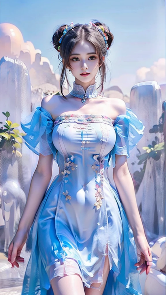((Best Quality)), ((Masterpiece)), (Detail: 1.4), 3D, A Beautiful Elegant Female Figure, HDR (High Dynamic Range), Ray Tracing, NVIDIA RTX, Super-Resolution, Unreal 5, Subsurface Scattering, PBR Textures, Post-Processing, Anisotropic Filtering, Depth of Field, Maximum Clarity and Sharpness, Multi-layer Textures, Albedo and Highlight Maps, Surface Coloring, Accurate Simulation of Light-Material Interactions , Perfect Proportions, Octane Render, Bicolor Light, Large Aperture, Low ISO, White Balance, Rule of Thirds, 8K RAW,