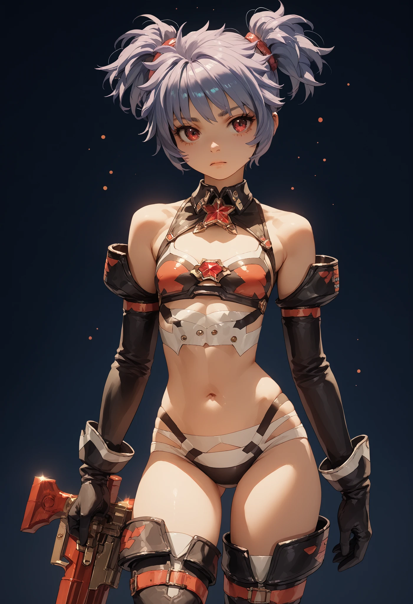 Armed God Princess Alto Ines,short_shaggy_twintail,1petit_young_girl,midriff,thigh-high_boots,animation,bikini_panty