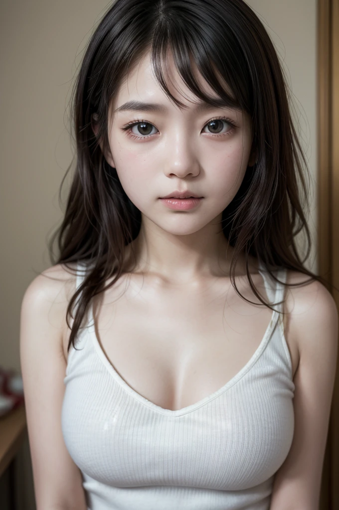 masutepiece, Best Quality, 8K, 85 mm, Raw photo, absurderes, award winning portrait, Solo, violaceaess, gardeniass, Delicate girl, Upper body, Idol face, Night, neons, Digital SLR, Looking at Viewer, natural, Candid, Sophisticated, zora々Right, Professional Lighting, Film grain, chromatic abberation, (Bokeh:1.1)