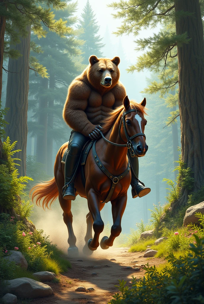 furry, fur taur, beartaur, middle-age, solo, detailed face, bear ears, bear eyes(brown), bear nose(black), bear mouth, garibaldi beard(grey), mature hair(grey), detailed arms, thick arms, muscular, thick hands(5 fingers), detailed body, thick body, muscle belly(white), thick chest, detailed taur body, thick taur body, thick bear paws, thick bear tail, full body shot, nude, standing on the road