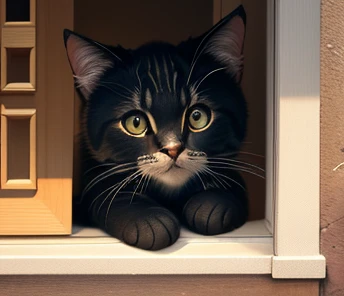cat on a train, highly detailed