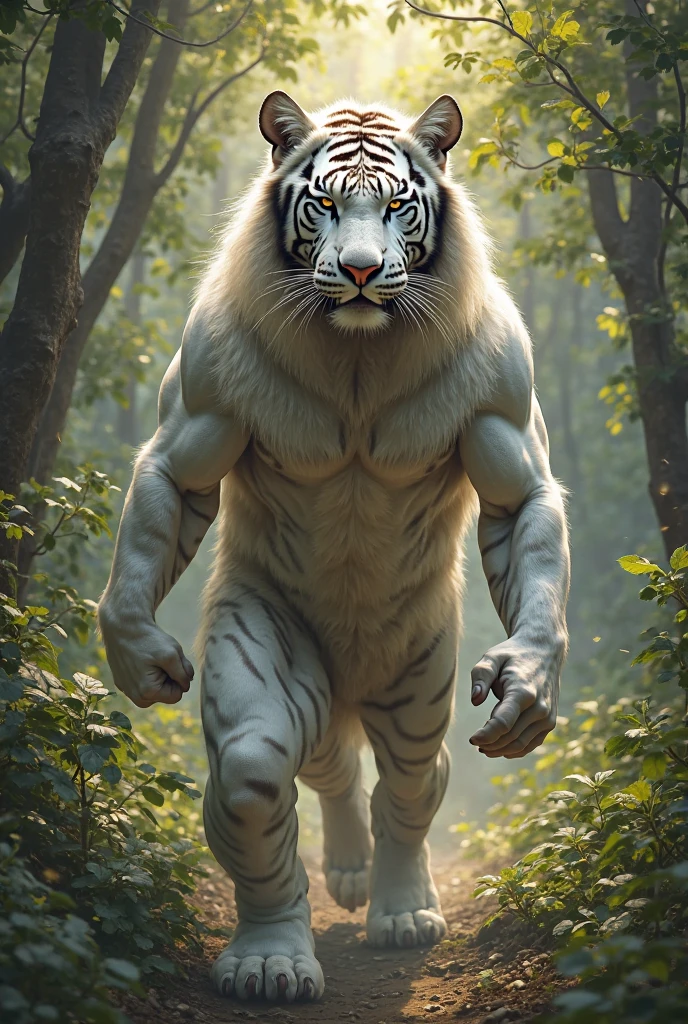 1 White Tiger Orc，No top，In the forest，Lay flat，No underwear，exposed，huge，Comfortable，Naps