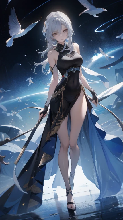 (Close-up:1.4)、(RAW photo:1.2)、(photorealistic:1.4)、(masterpiece:1.3)、(最high quality:1.4)、(Beautiful woman with perfect body:1.4)、solo、7 head and body、(cute face)、(cute:1.2)、(full body shot)、(big breasts:1.3)、(beautiful detailed eyes)、(charming big eyes)、(beautiful double eyelids)、(beautiful and detailed face)、(fantasy、Magic Effects、summoner:1.3)、(Half-Elf:1.2)、(silver hair:1.2)、gorgeous dress、trong wind、See-through、Wet、dark hair、slender、small butt、beautiful feet、skinny legs、Surrealism、cinematic lighting、Depth of bounds written、first person perspective、ticker、muste piece、curate、(perfect anatomy:1.2)、textured skin、super detail、high details、high quality、best quality、High resolution、8K、illumination、