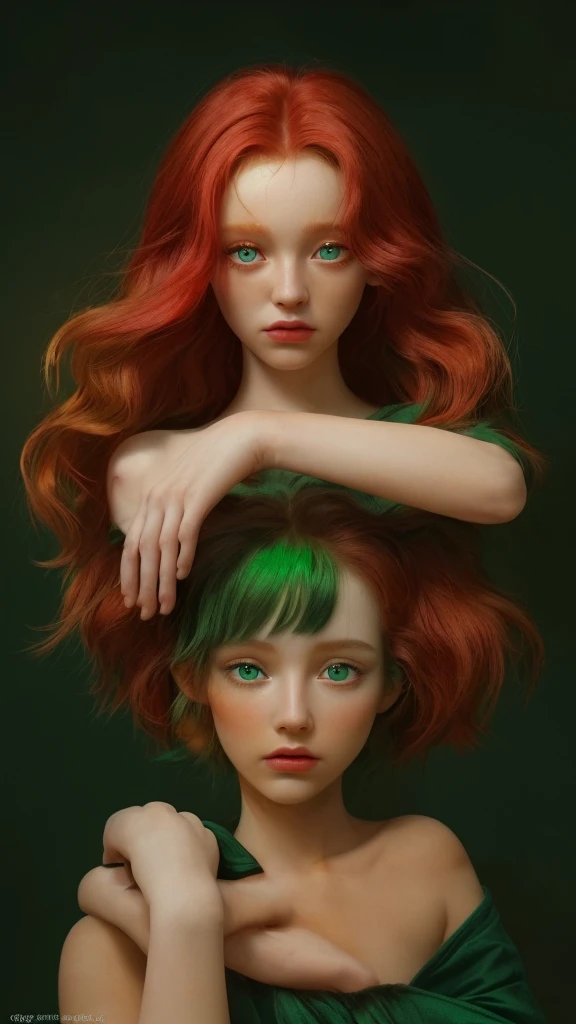 I wanted to see a red-haired woman with green hair and her daughter with green eyes and black hair fighting