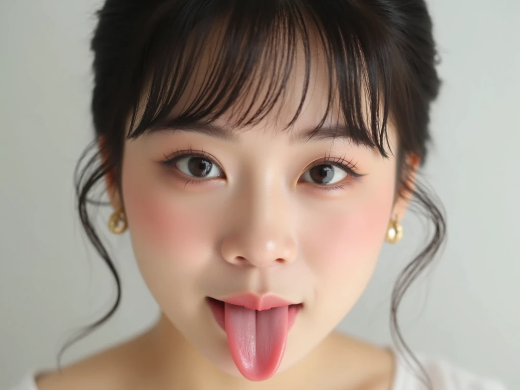 ((Best Quality)), ((Masterpiece)), (detailed), 1 girl, unclothed, body and basic school appearance, real age 18 years, sticking out tongue