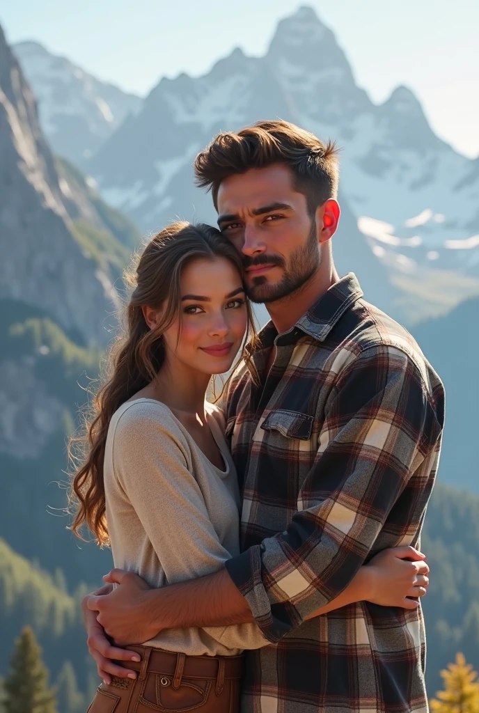 Man and woman taking selfie in forest, The picture is very, very low quality, forest in the background, couple portrait, against the backdrop of the forest, happy couple, Profile picture 1024px, Profile picture, photo on snapchat, filmed in early 2020s, Both smile at the camera, couple portrait