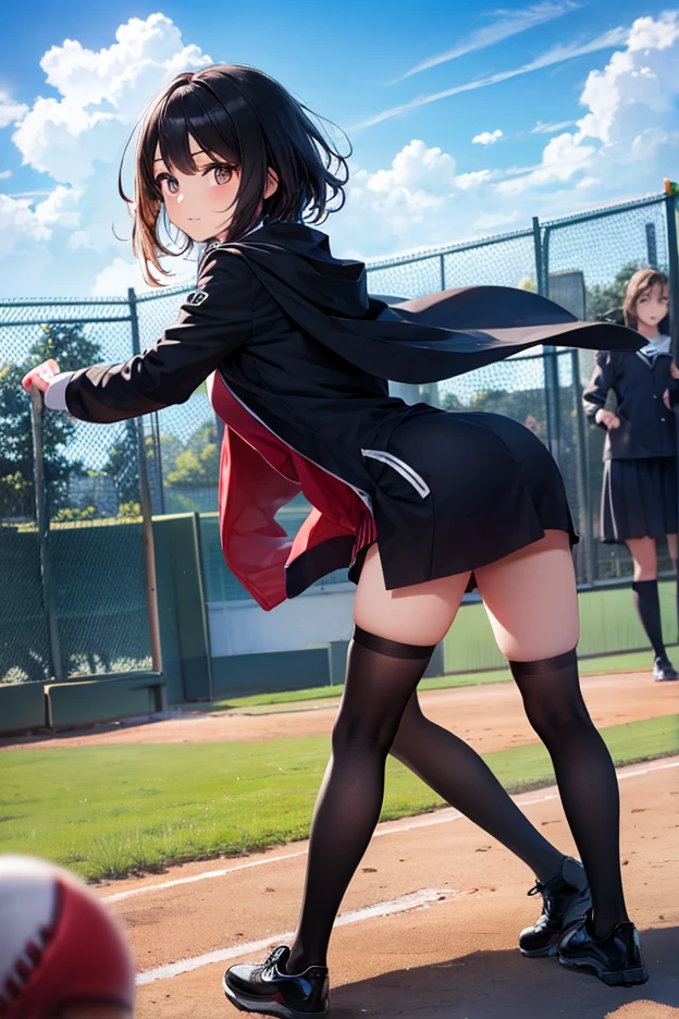 (Highly detailed CG Unity 8k wallpaper),(masterpiece), (highest quality), (Super detailed), (Best illustrations),(Best Shadow), Large Breasts, ((Tennis uniform)),((solo)),Light colored panties, (((Mature Woman))),Masseter muscle area, Beautiful Skin,Large Bust,blush,String,(mini skirt),From below,Short socks,(No sleeve),Are standing,Cleavage,White Dress,From behind,Panty shot,Outdoor,((From below)),Pick up the ball