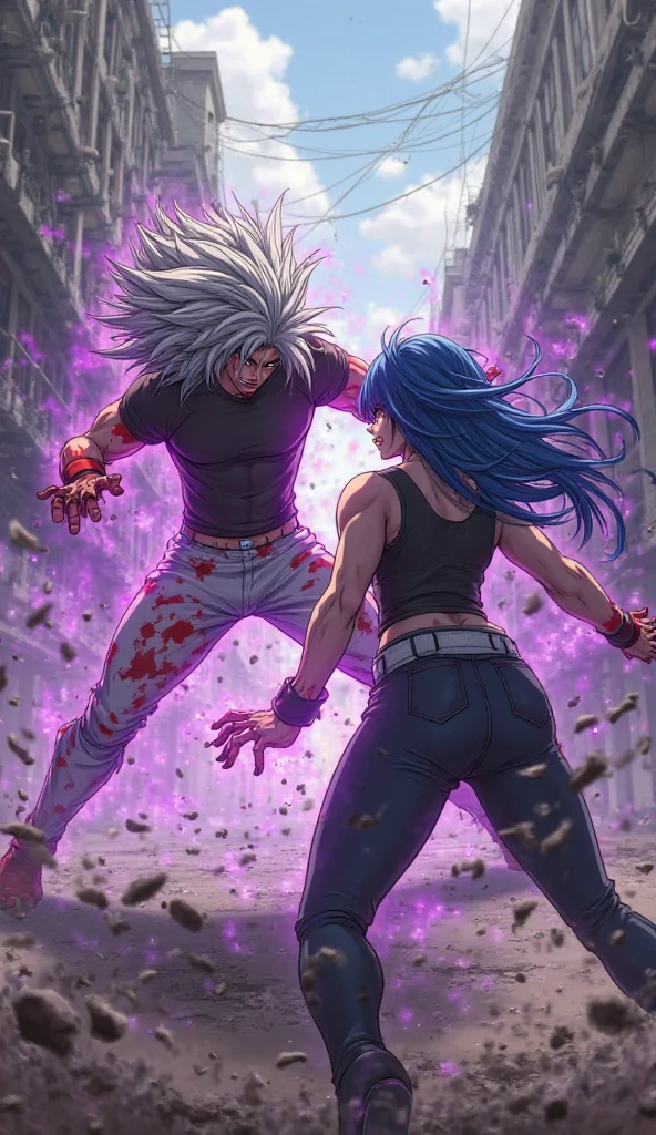 two anime characters punching each other
