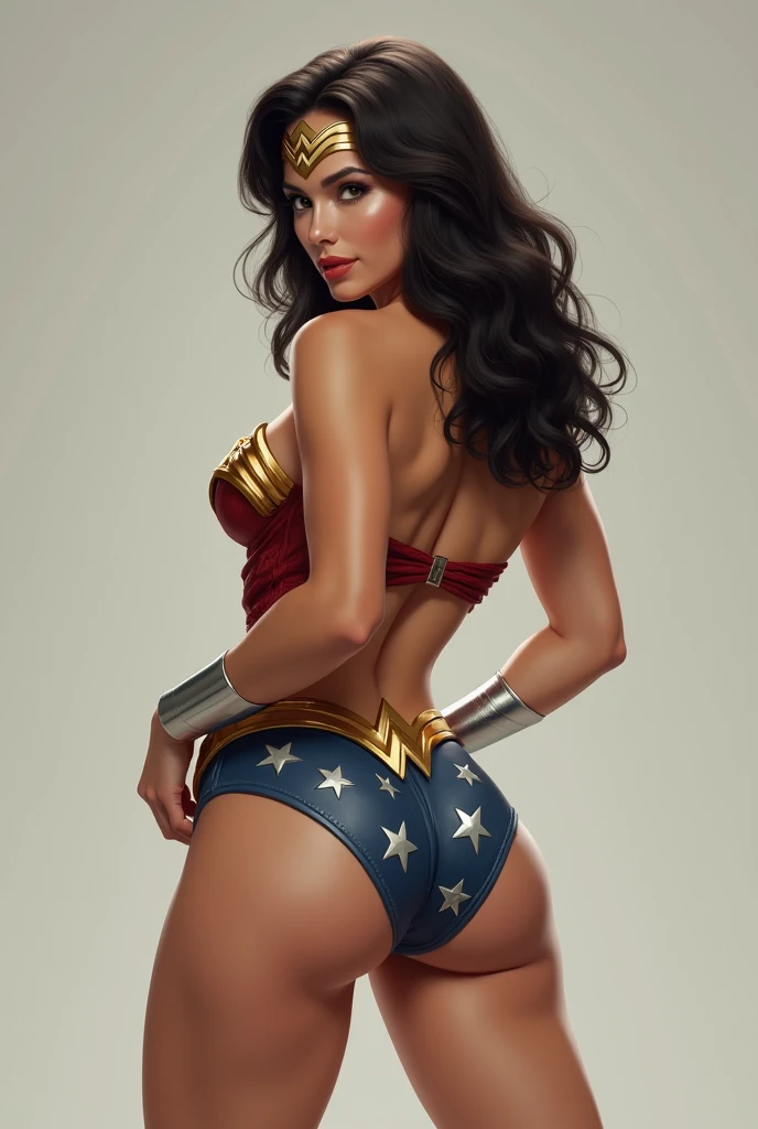 Wonder Woman Showing Off Her Big Ass In A Floss Style Thong With Her Legs Open