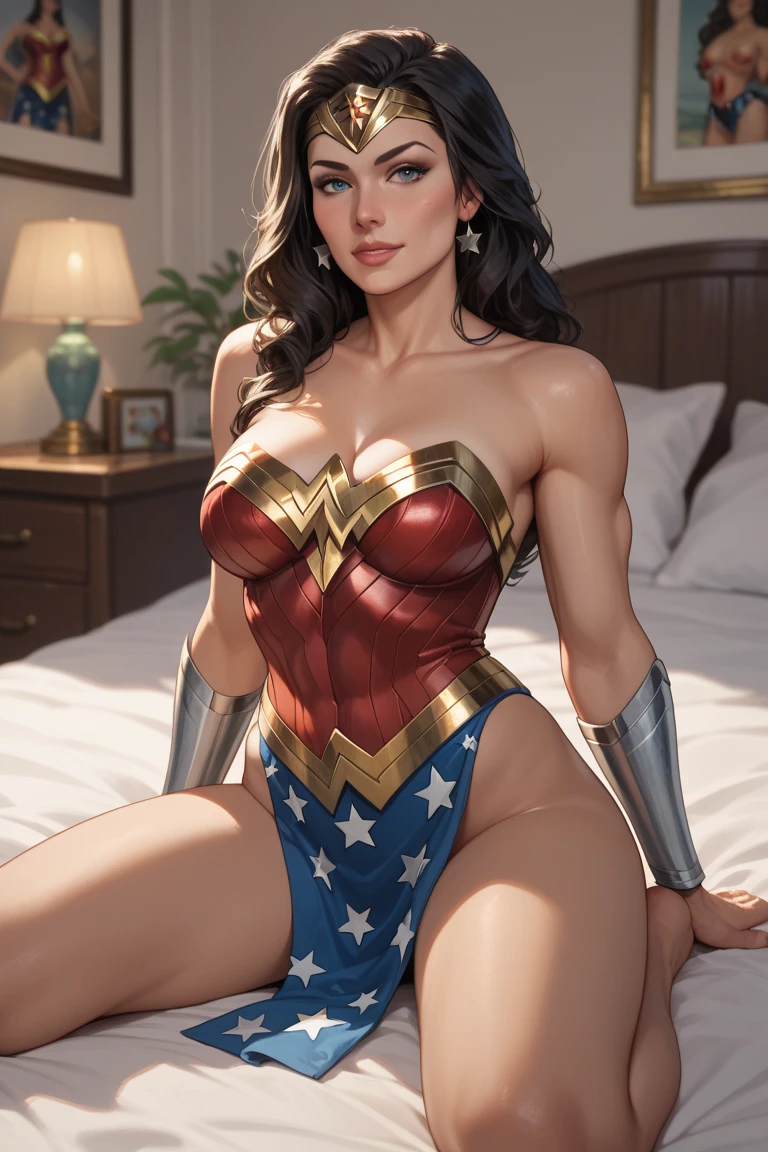 (((She sticks her hand inside her vagina)), (She's wearing stiletto high heels.), ((WONDER WOMAN SUPERHEROINE SUCKING A )), ((cadela, vagabunda, prostituta, vadia)) She's sweaty all over her body. (She's screaming in terror), (She's terrified), (She's crying a lot), ((ela tem cabelo preto, ela tem cabelo longo)), ((She's wearing a Fishnet lace belt.)), ((Wearing a thick metal necklace around the neck )) She screams and begs for mercy, Ela cai no choro, Usando maquiagem pesada no rosto. (Your clothes are immoral, your clothes are indecent), (obra-prima, melhor qualidade) 1.5, 1girl, sozinho, (sexy, mulher bonita, rosto perfeito, olhos perfeitos) corpo inteiro. ELA ENFIA OS DEDOS DENTRO DE SUA BOCA, A URINA JORRA  DE SUA VIRILHA . Ela leva fortes bofetadas no rosto. Sua bunda e chicoteada violentamente. She is immobilized and tied with her arms and legs open on the bed.