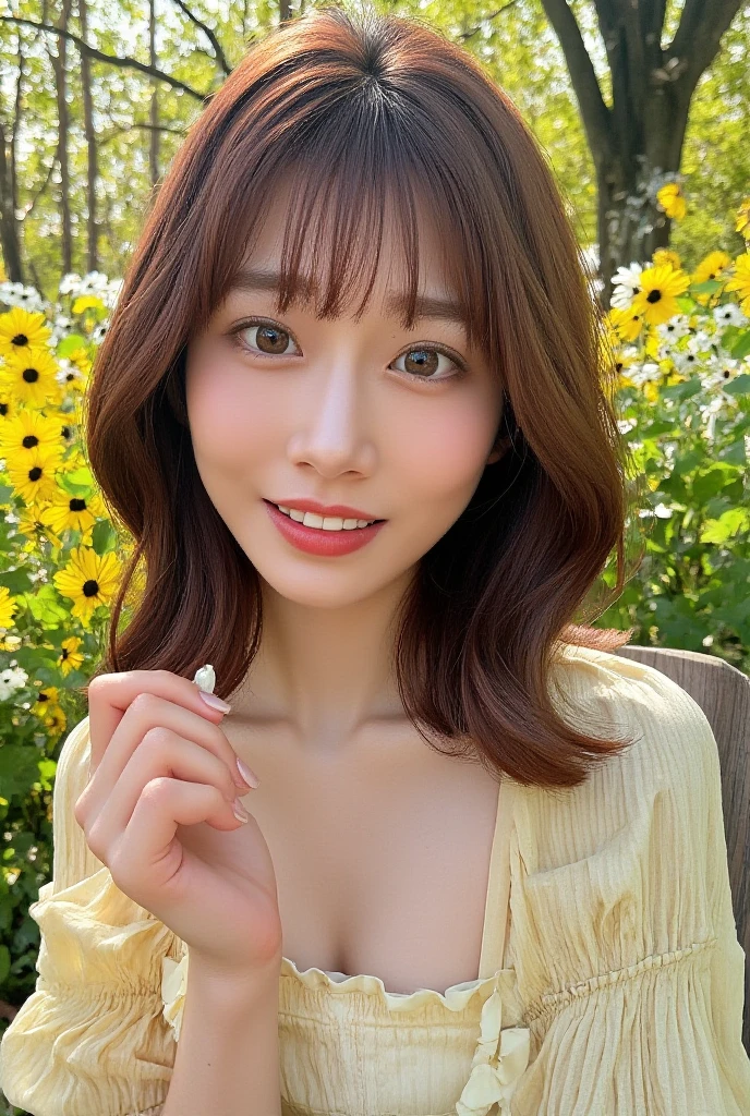 ((Exposing breasts 1.6))),(((Exposing breasts 1.6))),(((Exposing breasts 1.6))),masterpiece, Highest quality, 8k, Absurd, Beautiful medium long bob hair,Woman in her late 20s, That shy expression is cute, （Sensual Style）,(（Seven episodes were filmed................1.4）), (Nude 1.5), No makeup, The near road and the far road, Written boundary depth, Surreal, High resolution, photograph, Sharp focus, Face lamp, Dynamic Lighting, highest detailed, ,Extreme detaileds、Super detaileded、detailed、Real Skin、elegant features、Positive and optimistic、（The background is a colorful flower field)
