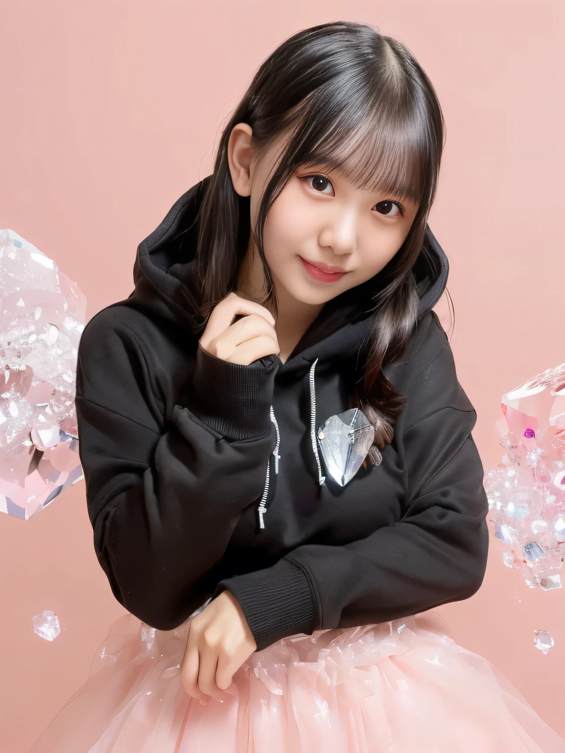 (((girl's room 3.0)))(((cute furniture background 2.0)))、(((best image quality、highest resolution、greatest masterpiece、8k)))、(((Detailed Faces)))(((cute face)))(((Baby Face)))(((Young contour)))((( Lovely facial features)))、((( Blizzard 10 )))(((model body type)))((( Perfect pose line)))、(((Big Breasts 1.0)))((( Detailed Body .5)))、(((Long Straight Hair)))、(((casual fashion)))(((wide々and Parker)))(((Red Elements Hoodie)))((( black tulle skirt )))))))(((seductive smile)))(((magnified view of a wonderful red and pink background with lots of hearts scattered.5, Crystallization化した, Crystallization skin0.5, heart flash texture 0.5, shining crystal 0.5, 朱雀のCrystallizationテクスチャー0.5, crystal cubism 0.5, 赤いCrystallization0.5, Crystallization粒子0.5, Crystallization, Ruby Crystal Explosion 0.8, fractal detail diamond skin 0.5, glitter light reflection 0.5, Crystal Shard 0.5, Crystallization edges)))