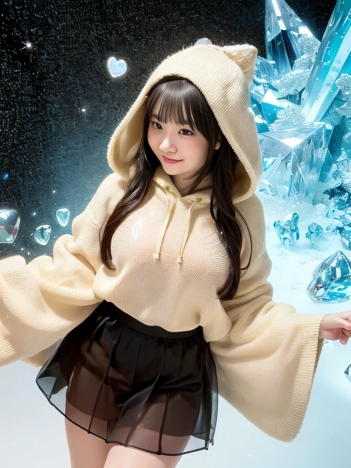 (((2.0)))(((cute furniture background 2.0)))、(((best image quality、highest resolution、greatest masterpiece、8k)))、(((Detailed Faces)))(((cute face)))(((Baby Face)))(((Young contour)))((( Lovely facial features)))、((( Blizzard 10 )))(((model body type)))((( Perfect pose line)))、(((Big Breasts 1.0)))((( Detailed Body .5)))、(((Long Straight Hair)))、(((casual fashion)))(((wide々and Parker)))(((lapis lazuli hoodies in the girl's room)))((( black tulle skirt )))(((seductive smile)))(((Close-up view of an amazing background with lots of hearts scattered around.5, Crystallization化した, Crystallization skin0.5, heart flash texture 0.5, shining crystal 0.5, ポセイドンのCrystallizationテクスチャー0.5, crystal cubism 0.5, 青いCrystallization0.5, Crystallization粒子0.5, Crystallization, sapphire crystal explosion 0.8, fractal detail diamond skin 0.5, glitter light reflection 0.5, Crystal Shard 0.5, Crystallization edges)))