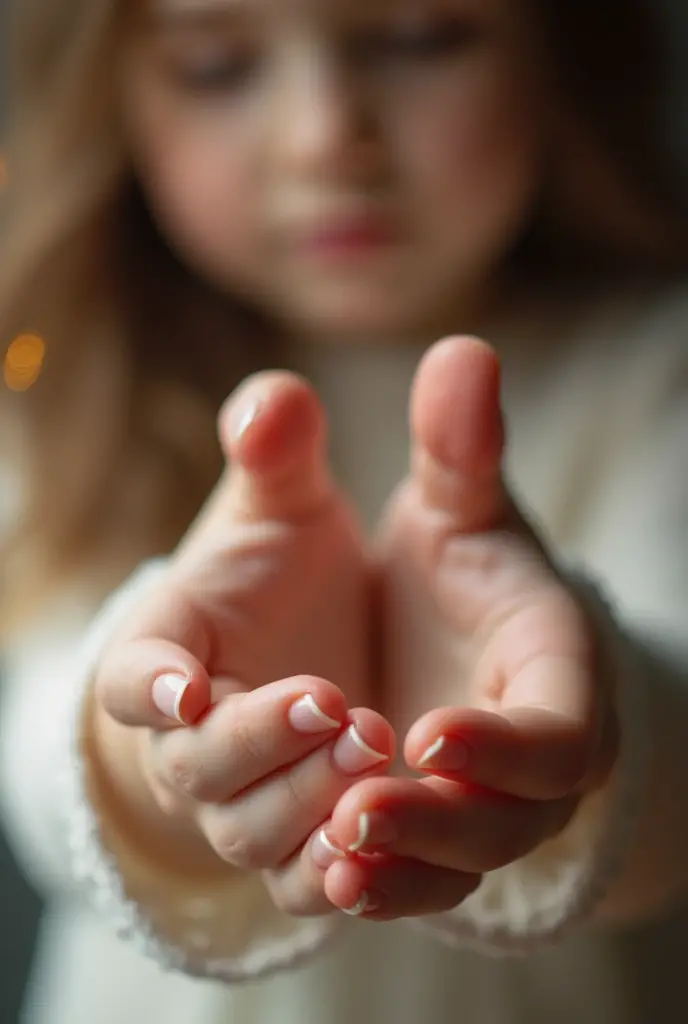 a white textured blanket and hands up, laughing. Hyperrealistic image with a lens aperture of 1.4 at a focal length of 35 mm