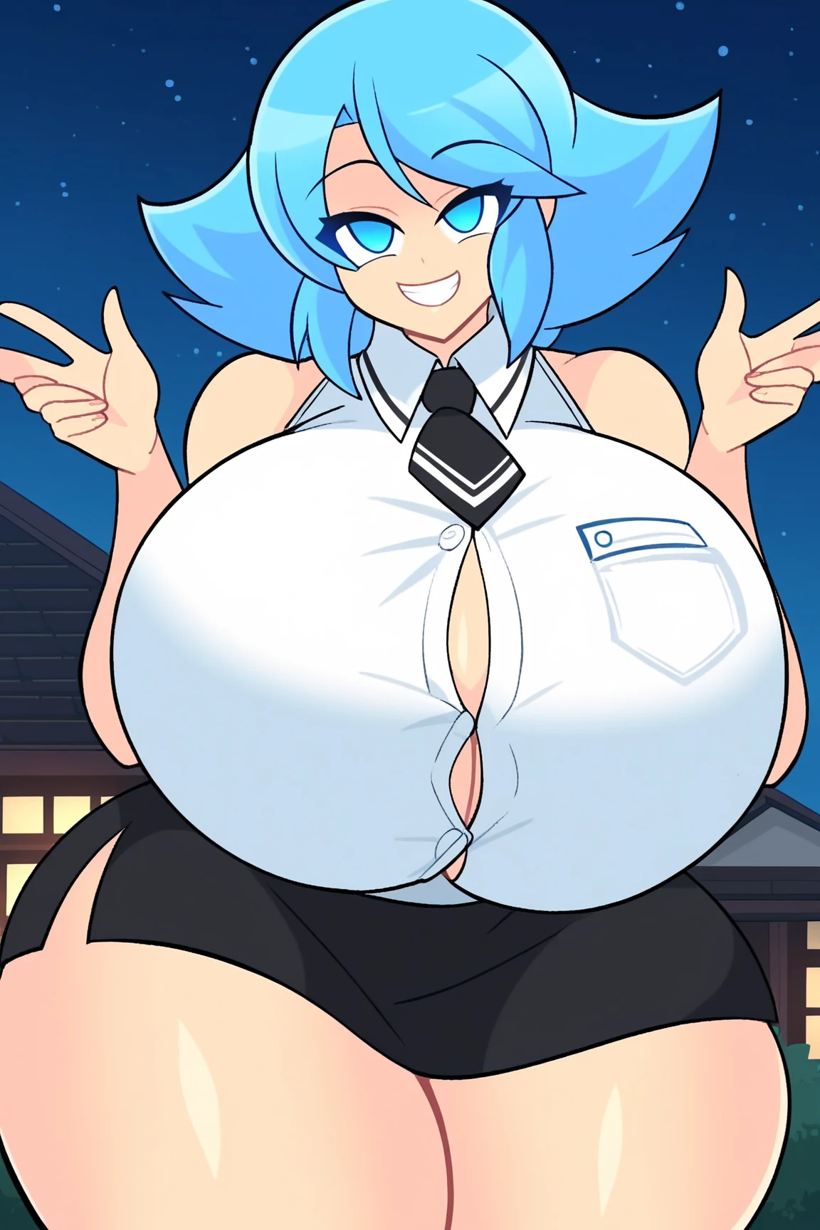 An anime-style artwork depicting ruan mei from the game Honkai star rail.
Tags: ruan mei, anime, detailed eyes, detailed lips, crop top, turtleneck, pencil skirt, smiling expression, intense gaze, glowing emblem on hand, dynamic pose, mystical background, vibrant colors, digital art, high-resolution, professional quality, gigantic breasts, (underboob : 1.4), curvy, cowboy shot, (gigantic breasts: 1.4), (blue eyes: 1.4), (light blue hair: 1.6)