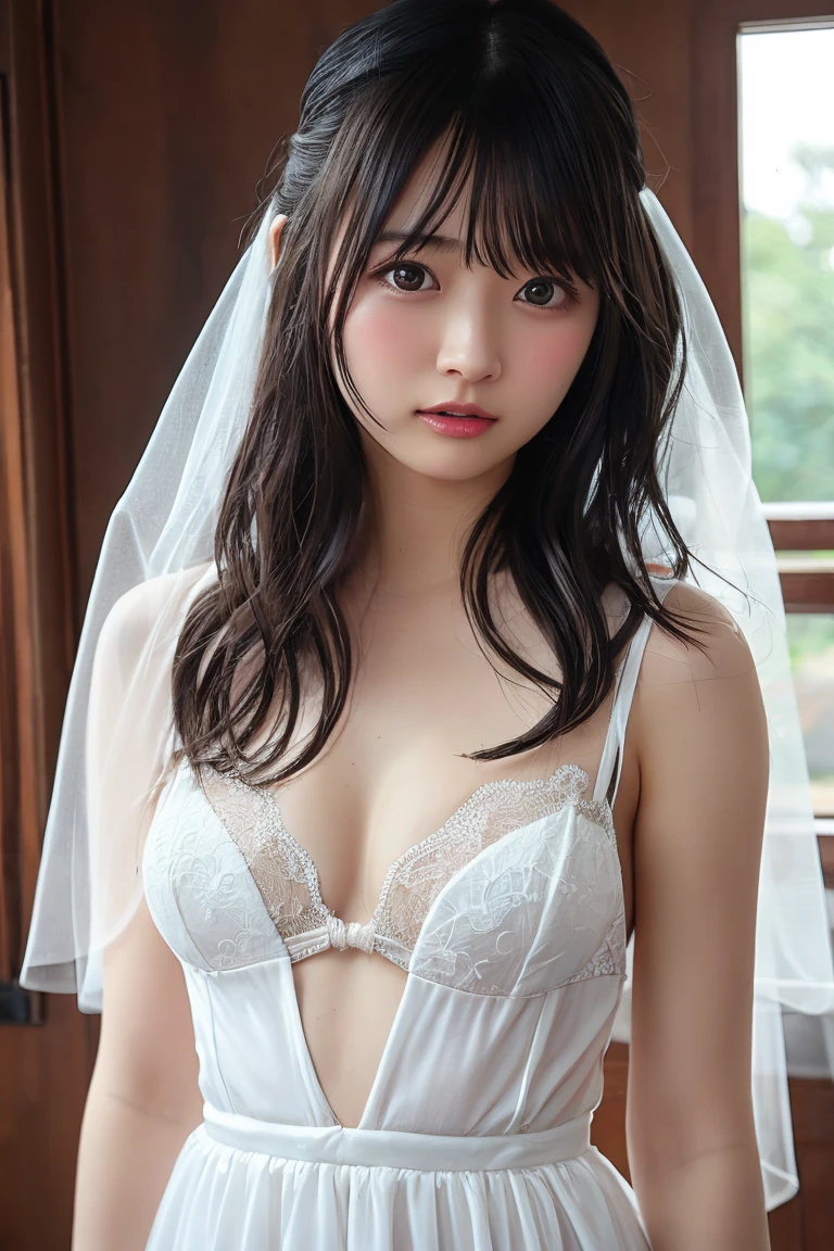 ((Highest quality)), ((masterpiece)), (detailed), One girl, sexy, Small breasts, Small breasts, , younger sister, , , Wedding Bustier, Wedding Choker, Wedding Veil, Wedding tights, Take off your pants, Lying down, On the bed, Nipples, Open legs, Mouth Opening