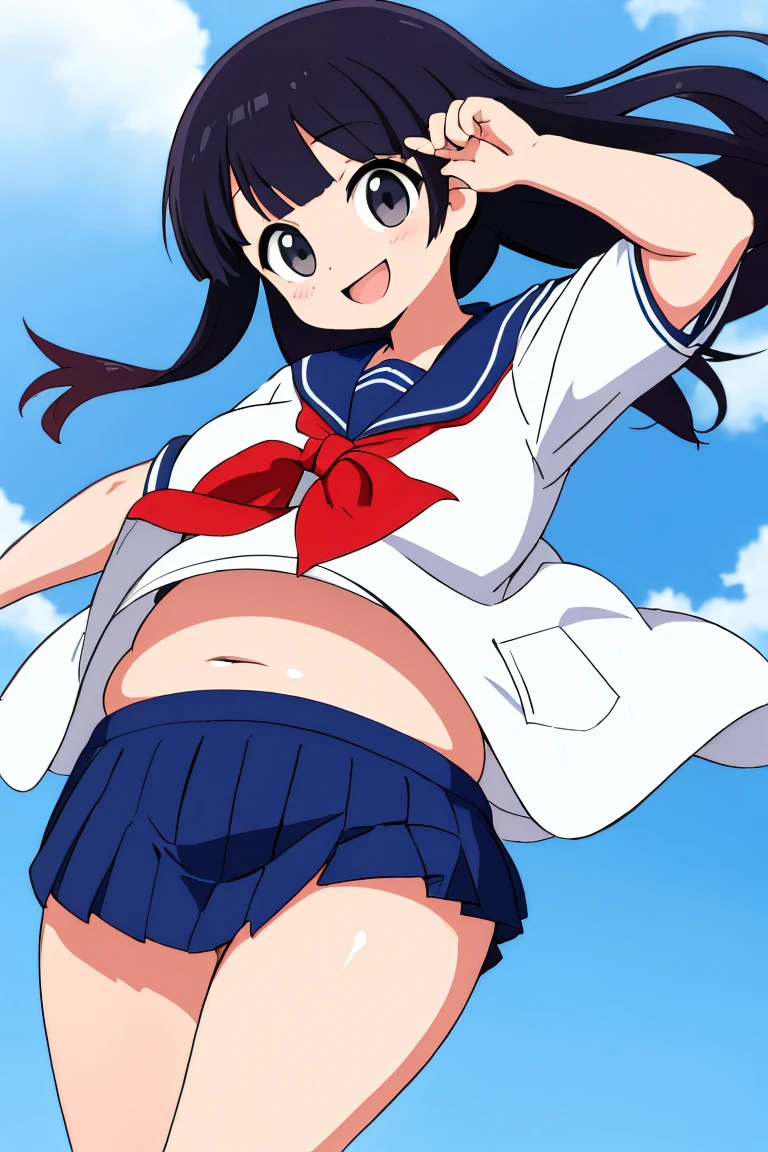 Nagatoro Hayase, blue skirt, split, , (behind:1.2), Wonders, crop top, Best quality, masterpiece, perfect lighting, white panties, you can see your butt, the wind lifts your skirt